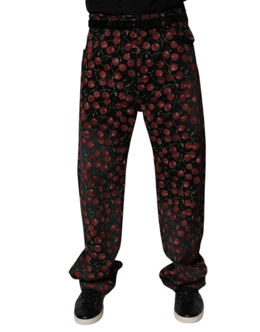 Dolce & Gabbana Black Cherry Cotton Straight Men Denim Jeans by Dolce & Gabbana