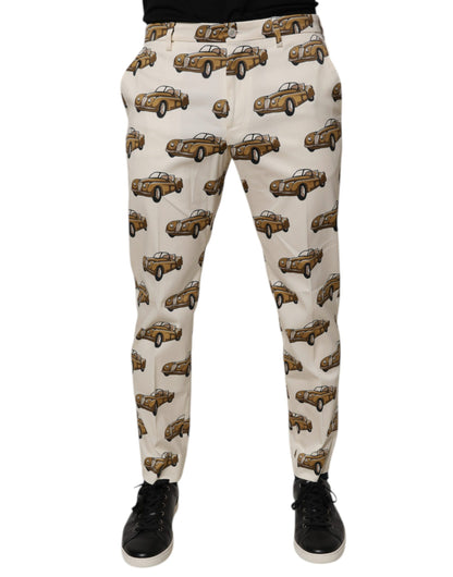 Dolce & Gabbana Off White Cars Cotton Skinny Men Denim Jeans by Dolce & Gabbana