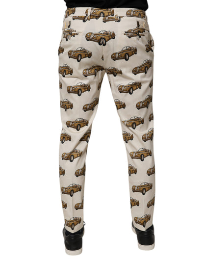 Dolce & Gabbana Off White Cars Cotton Skinny Men Denim Jeans by Dolce & Gabbana