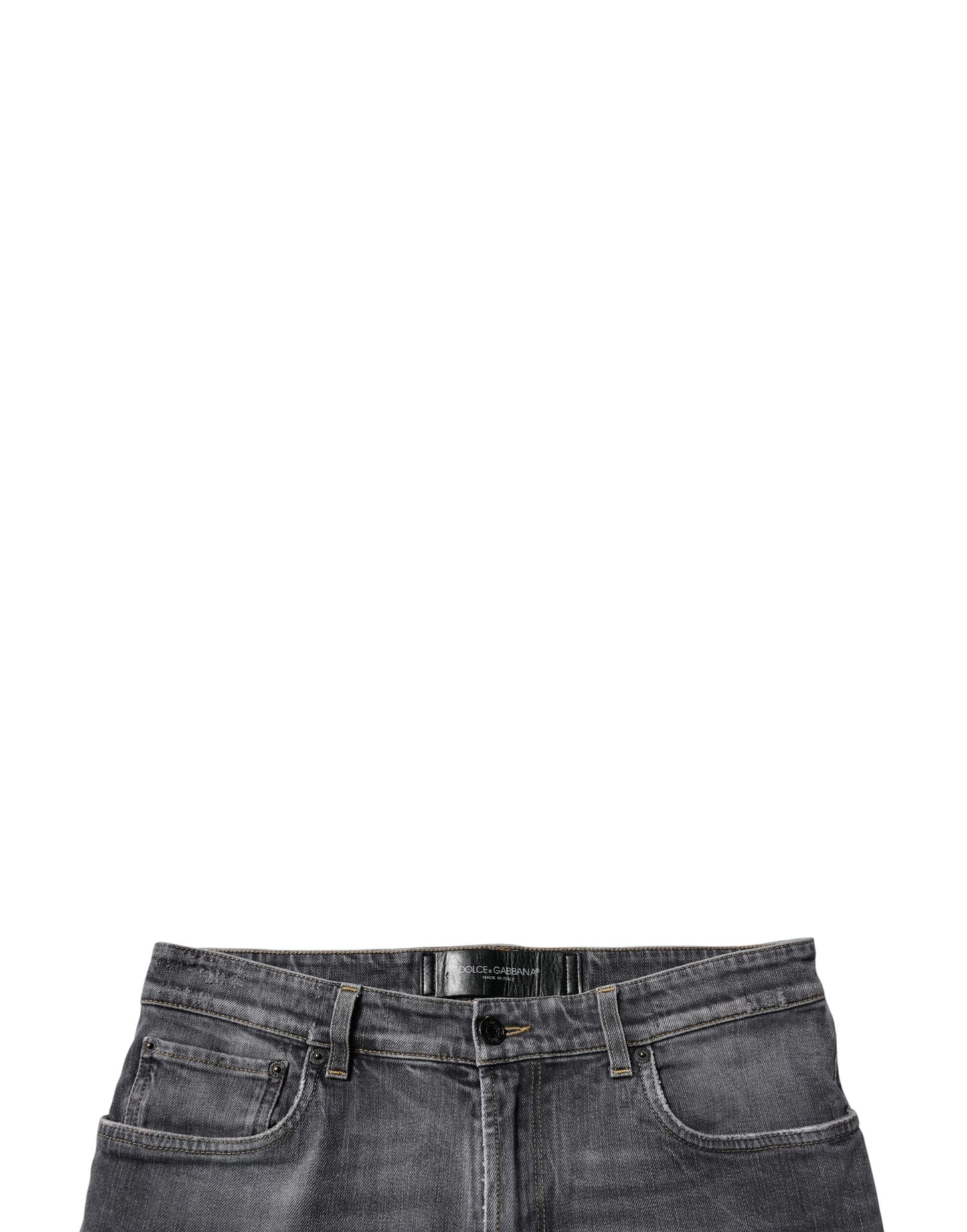 Dolce & Gabbana Dark Gray Washed Cotton Skinny Men Denim Jeans by Dolce & Gabbana