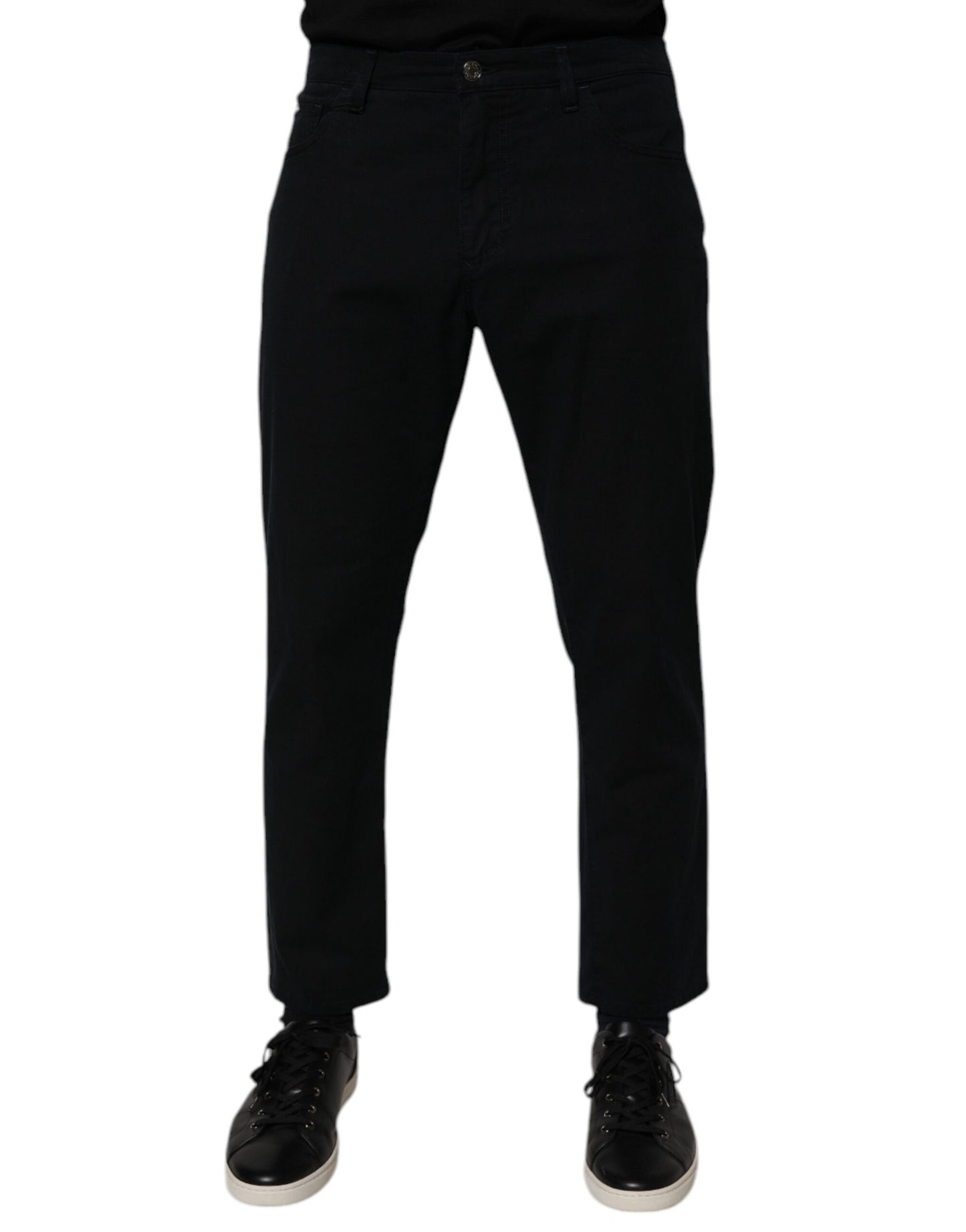 Dolce & Gabbana Dark Blue Cotton Stretch Loose Men Denim Jeans by Dolce & Gabbana