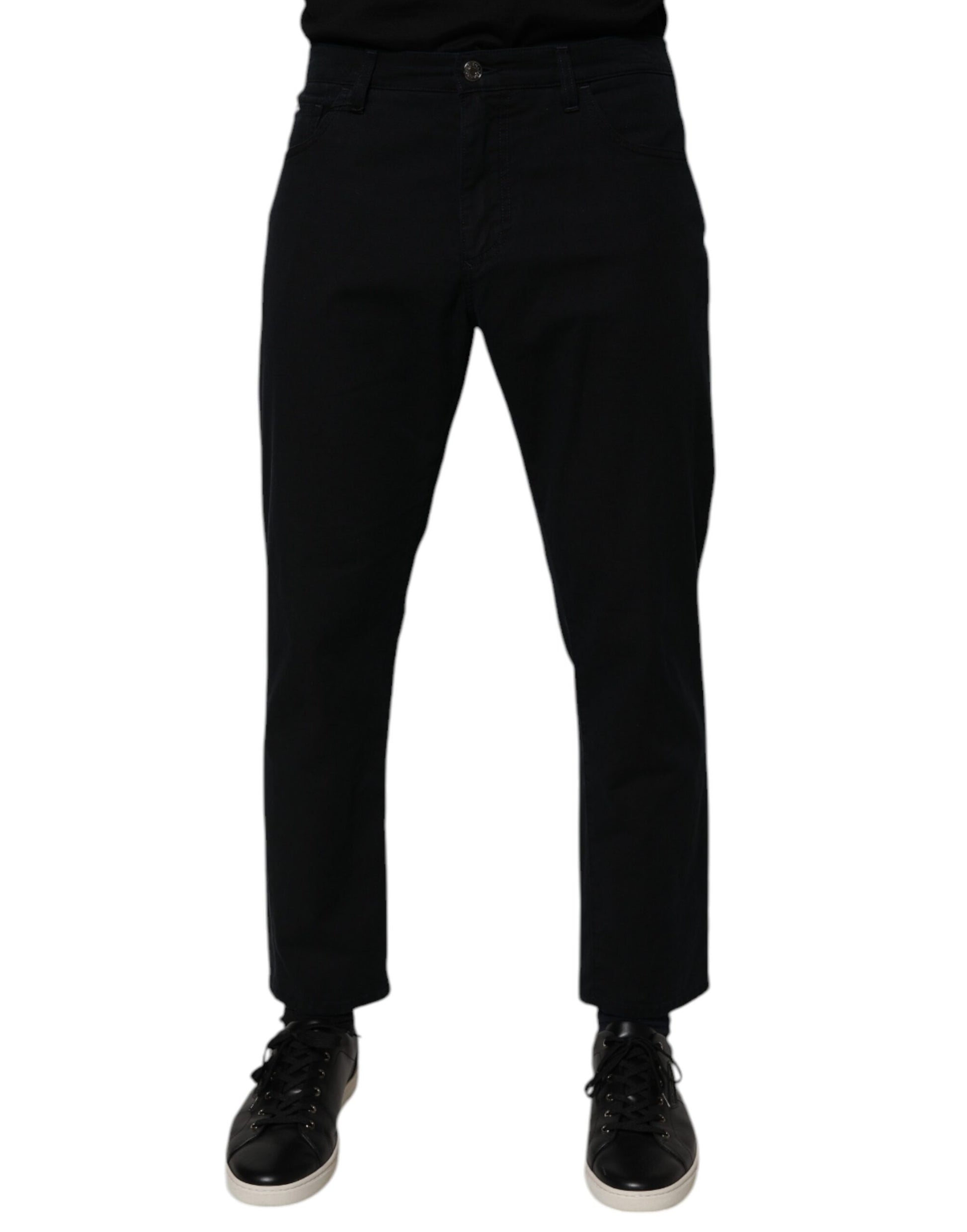 Dolce & Gabbana Dark Blue Cotton Stretch Loose Men Denim Jeans by Dolce & Gabbana
