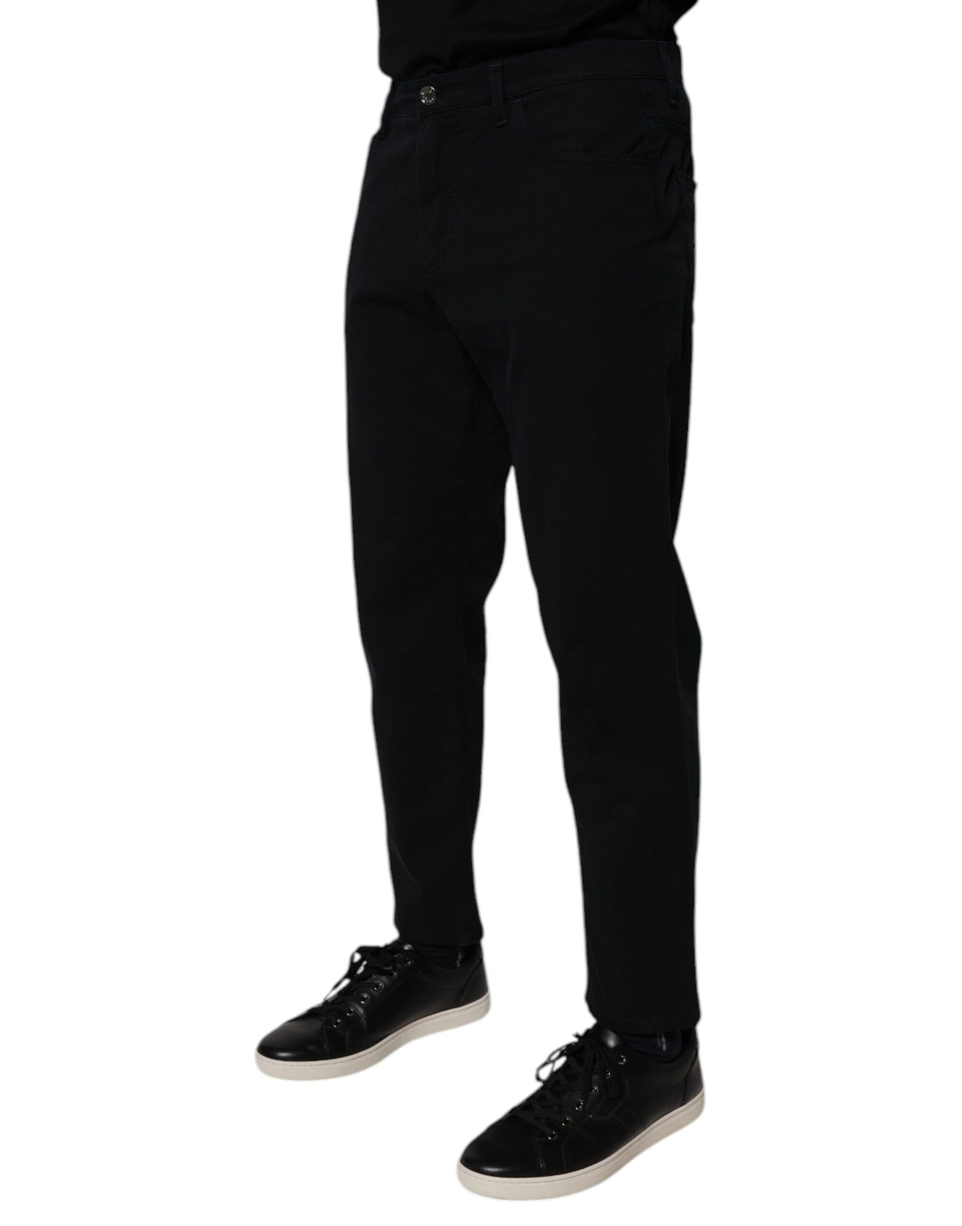 Dolce & Gabbana Dark Blue Cotton Stretch Loose Men Denim Jeans by Dolce & Gabbana