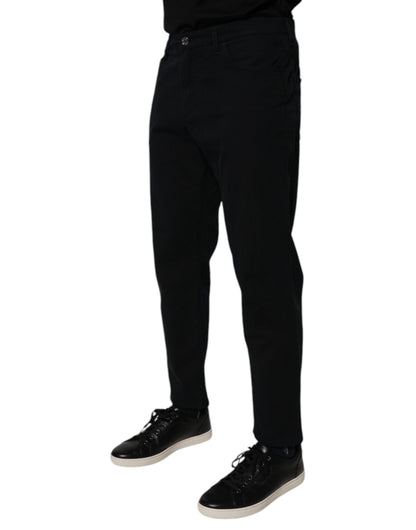 Dolce & Gabbana Dark Blue Cotton Stretch Loose Men Denim Jeans by Dolce & Gabbana