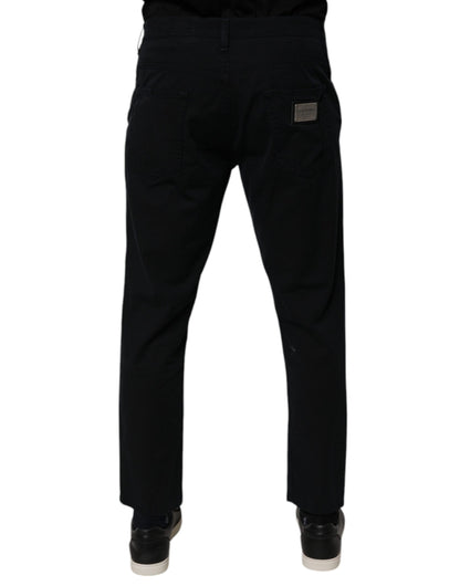 Dolce & Gabbana Dark Blue Cotton Stretch Loose Men Denim Jeans by Dolce & Gabbana
