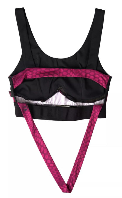 Soutien-gorge de sport noir élégant Plein Sport avec accent fuchsia