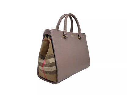 Petit sac fourre-tout en cuir Burberry Banwell, gris vison