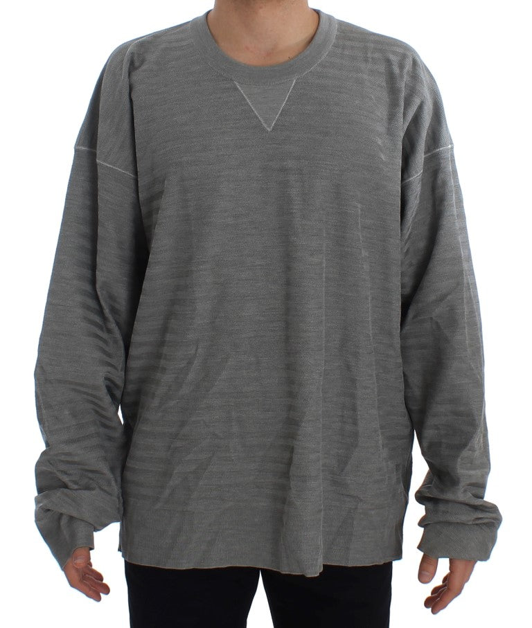 Dolce &amp; Gabbana Gray Crewneck Pullover Silk Sweater