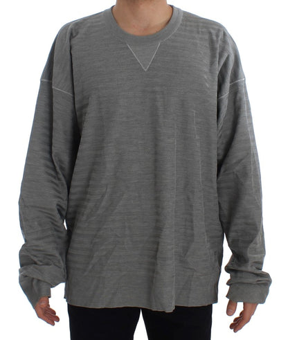 Dolce &amp; Gabbana Gray Crewneck Pullover Silk Sweater