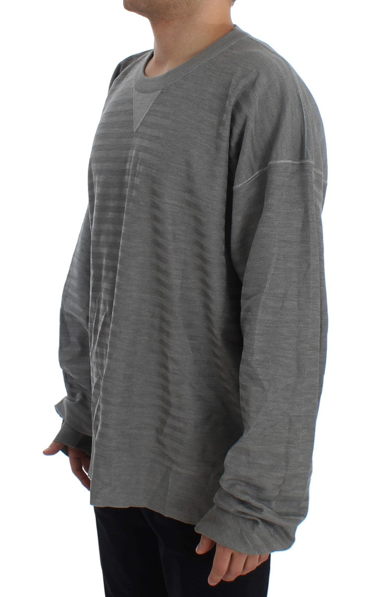 Dolce &amp; Gabbana Gray Crewneck Pullover Silk Sweater