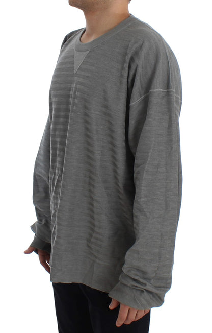 Dolce &amp; Gabbana Gray Crewneck Pullover Silk Sweater