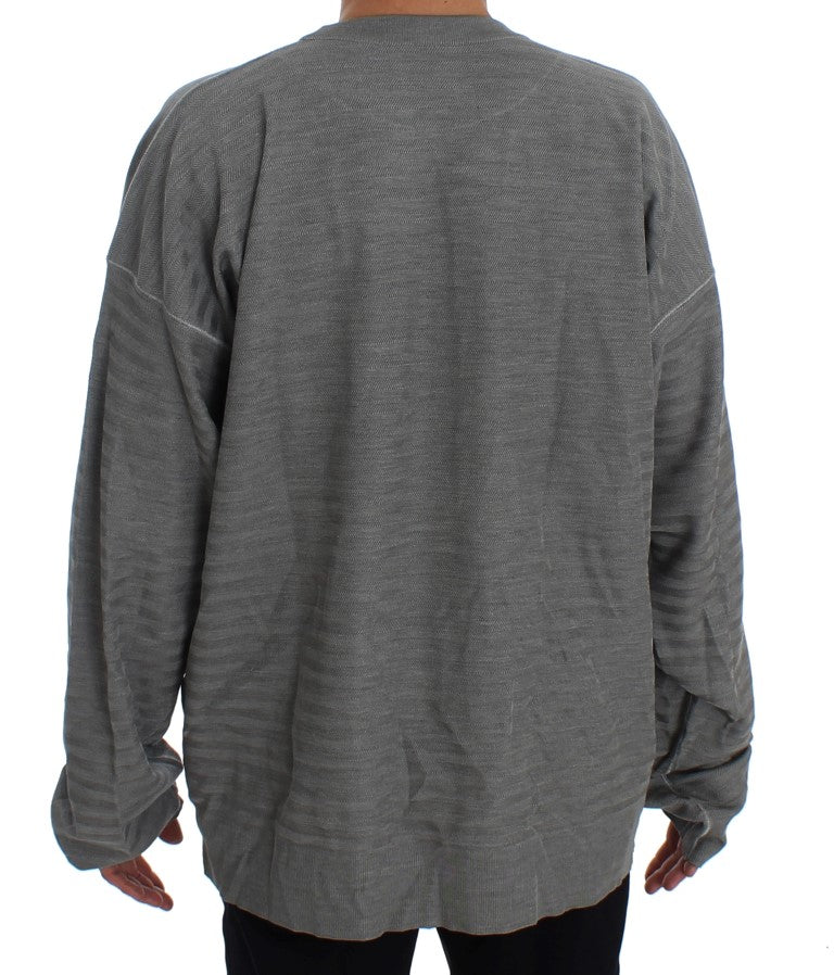 Dolce &amp; Gabbana Gray Crewneck Pullover Silk Sweater