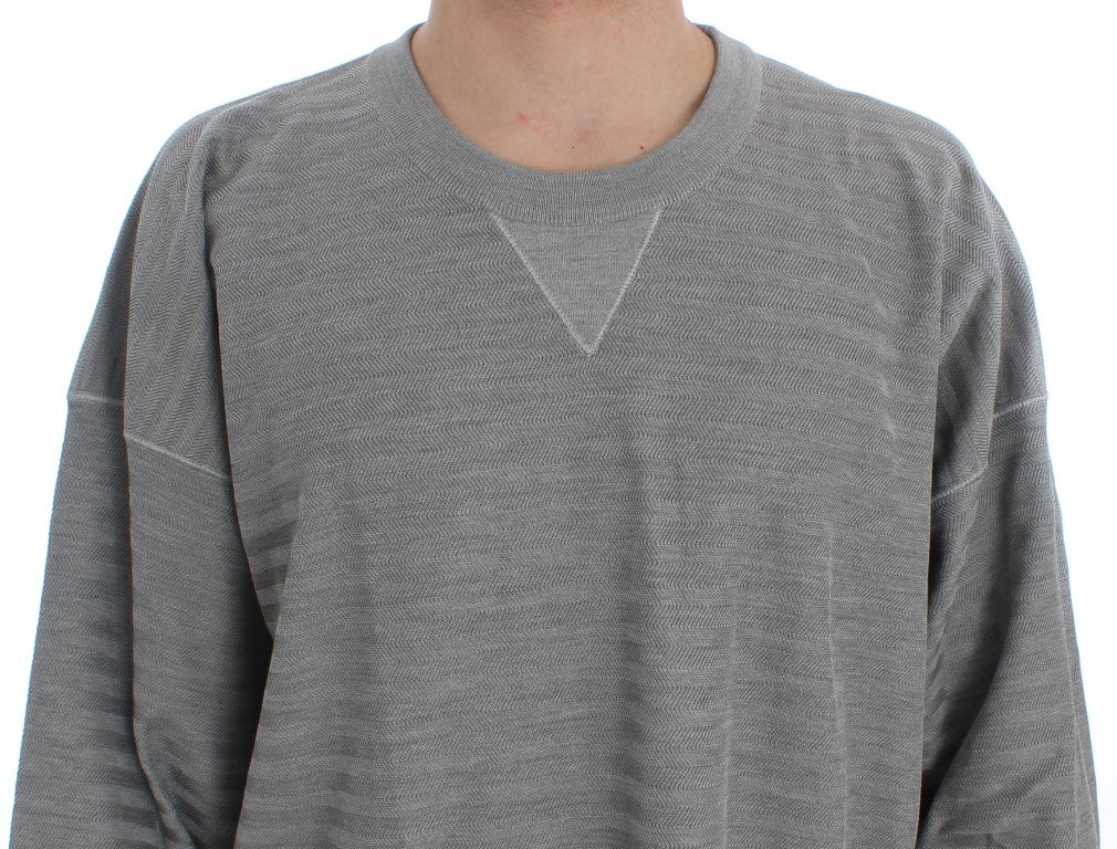 Dolce &amp; Gabbana Gray Crewneck Pullover Silk Sweater
