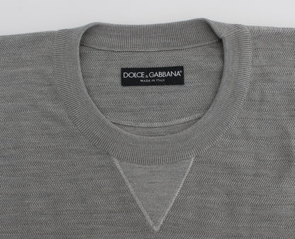 Dolce &amp; Gabbana Gray Crewneck Pullover Silk Sweater