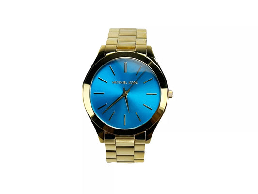Montre Michael Kors Slim Runway en acier inoxydable MK3265 bleu or