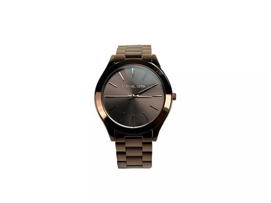 Montre Michael Kors Slim Runway en acier inoxydable marron MK3418