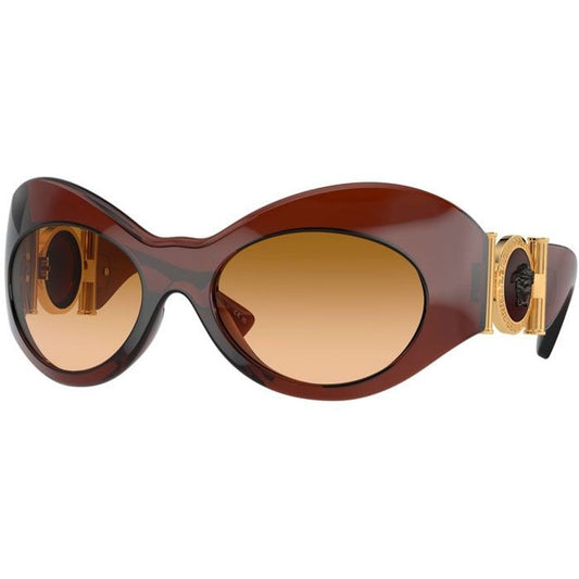 Lunettes de soleil Versace en cuir de veau marron