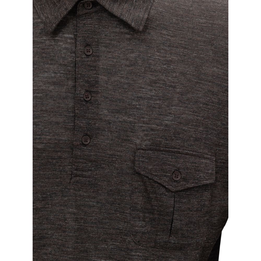 Polo en laine grise Corneliani