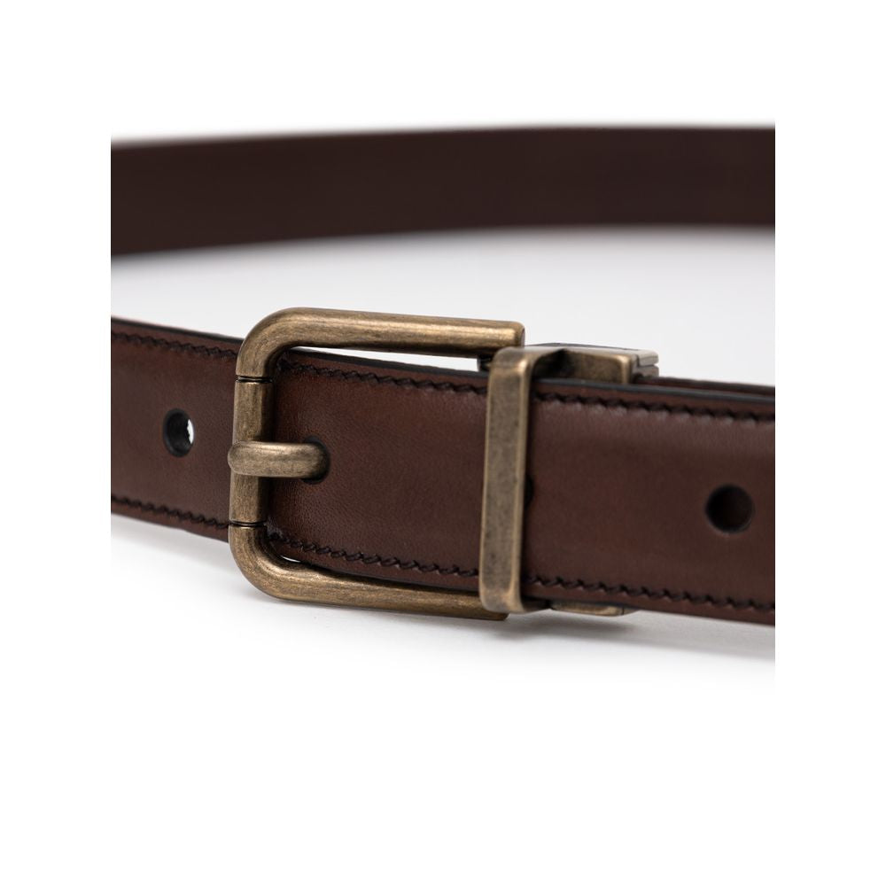 Dolce & Gabbana Brown Calfskin Belt for Elegant Style