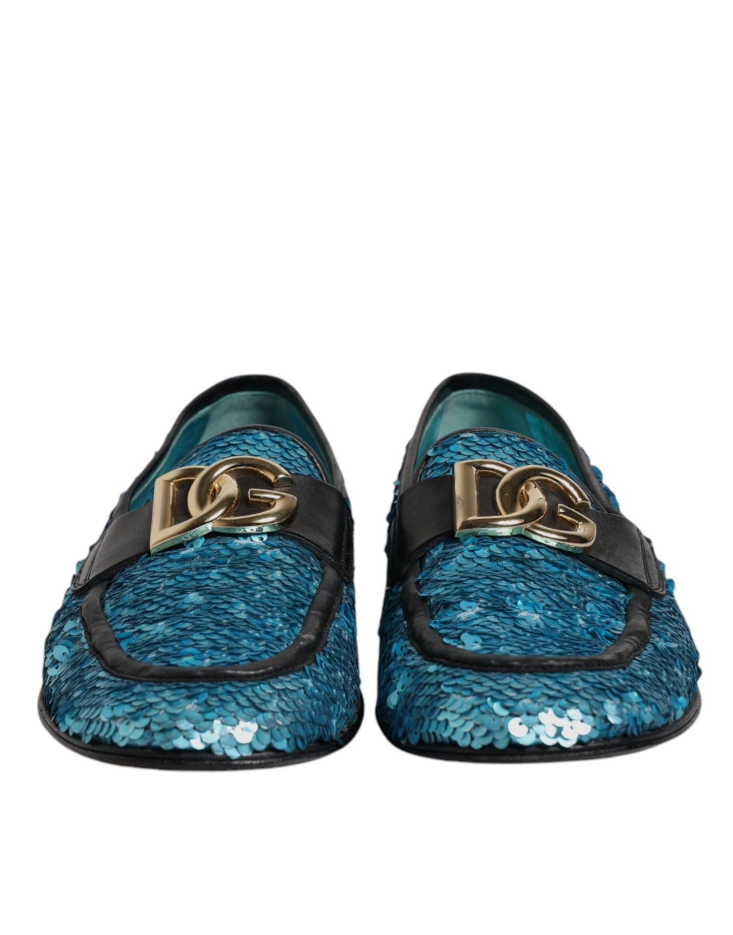 Mocassins à paillettes bleus Dolce &amp; Gabbana, chaussures habillées habillées