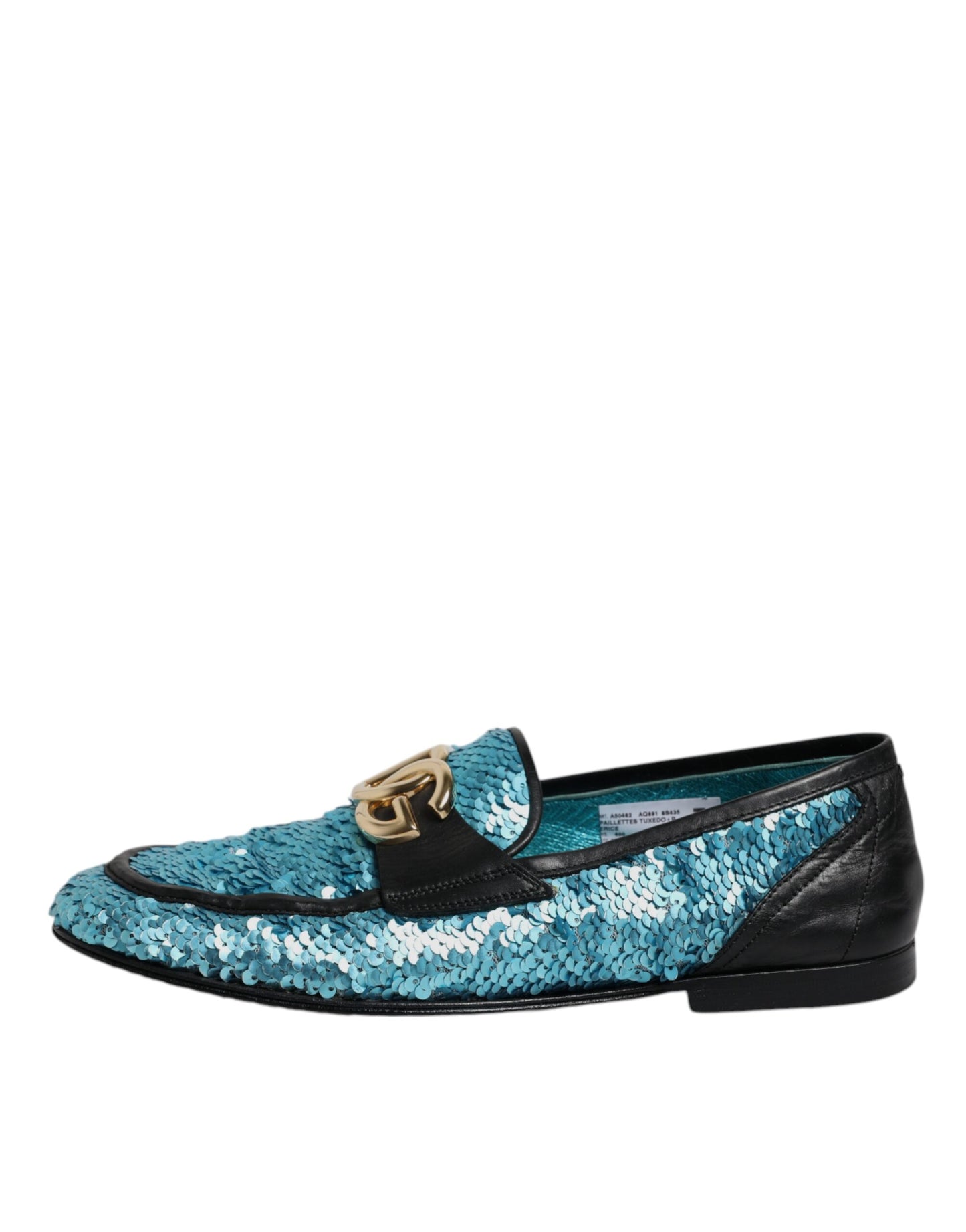 Mocassins à paillettes bleus Dolce &amp; Gabbana, chaussures habillées habillées