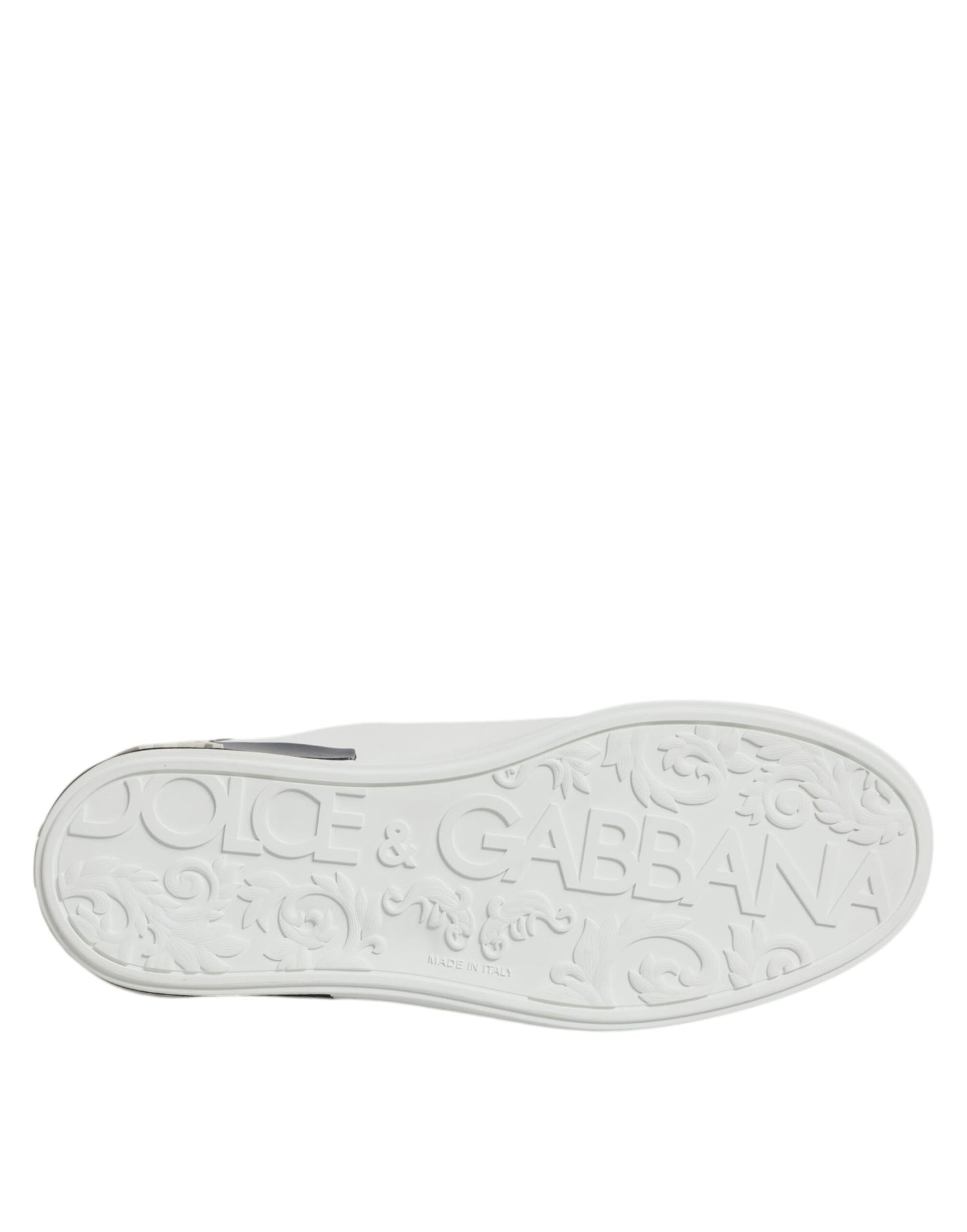 Dolce &amp; Gabbana White Black Leather Portofino Sneaker Shoes
