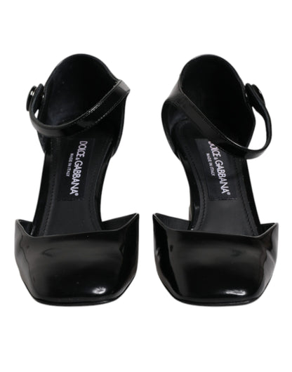 Dolce & Gabbana Black Leather Jackie Ankle Strap Sandals Shoes by Dolce & Gabbana