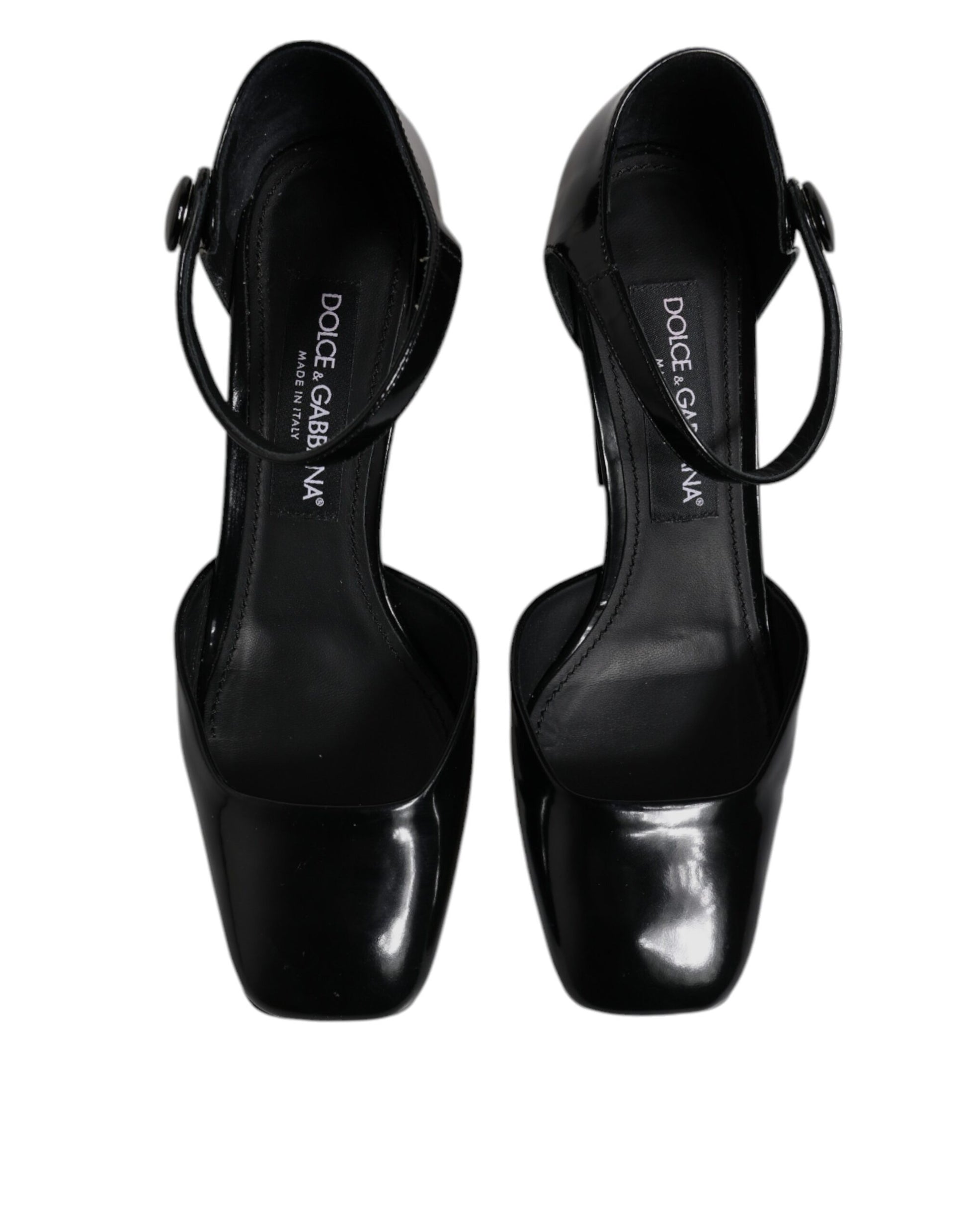 Dolce & Gabbana Black Leather Jackie Ankle Strap Sandals Shoes by Dolce & Gabbana