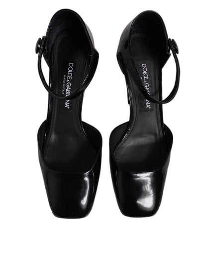 Dolce & Gabbana Black Leather Jackie Ankle Strap Sandals Shoes by Dolce & Gabbana