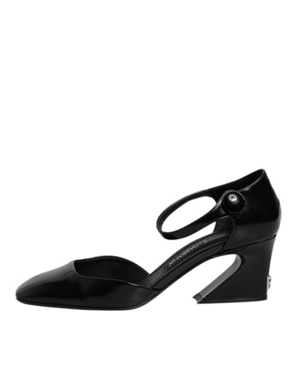Dolce & Gabbana Black Leather Jackie Ankle Strap Sandals Shoes by Dolce & Gabbana