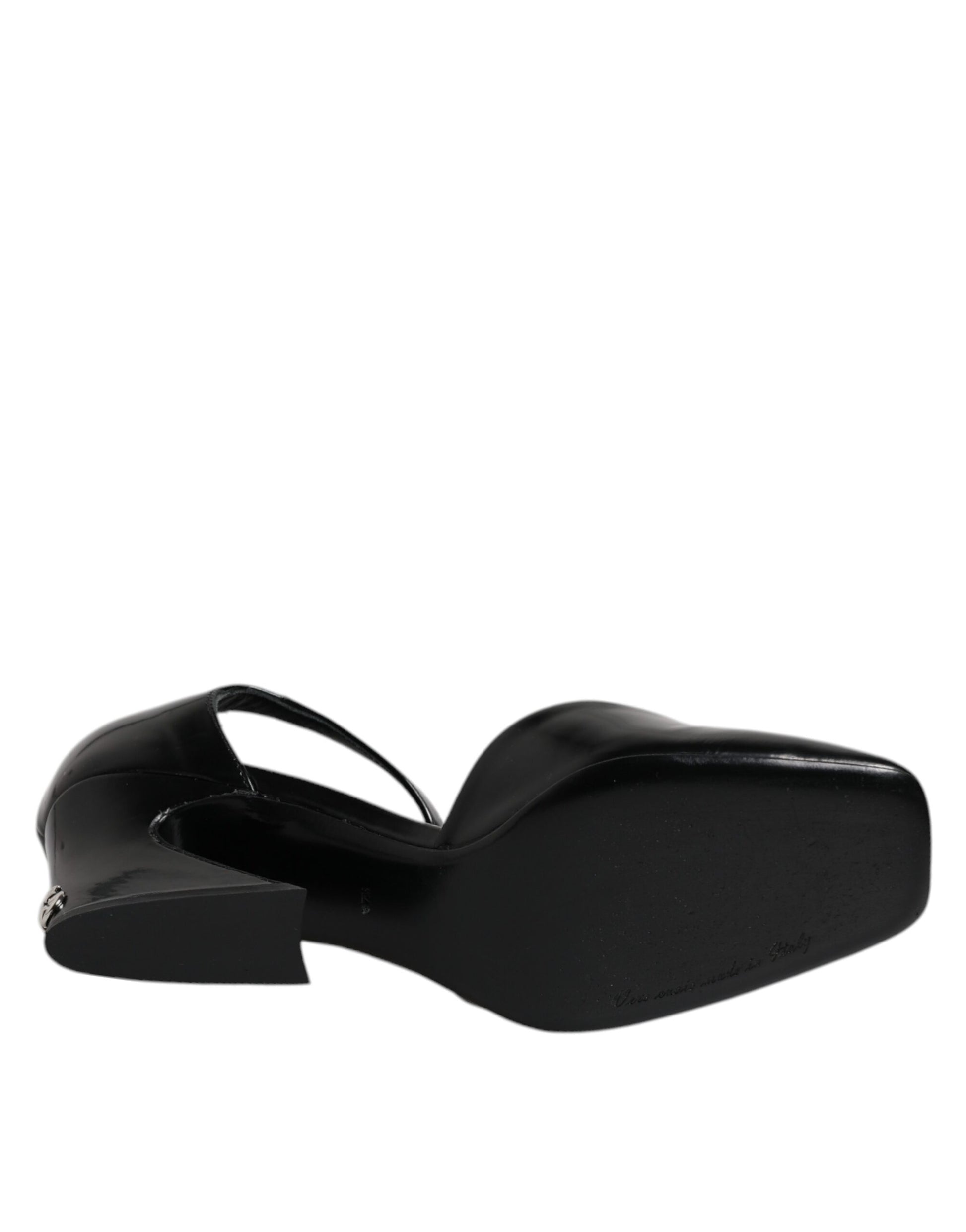 Dolce & Gabbana Black Leather Jackie Ankle Strap Sandals Shoes by Dolce & Gabbana