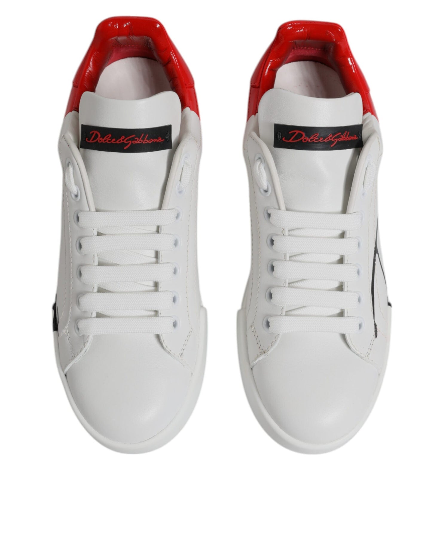 Dolce &amp; Gabbana White Red Logo Portofino Sneakers Shoes