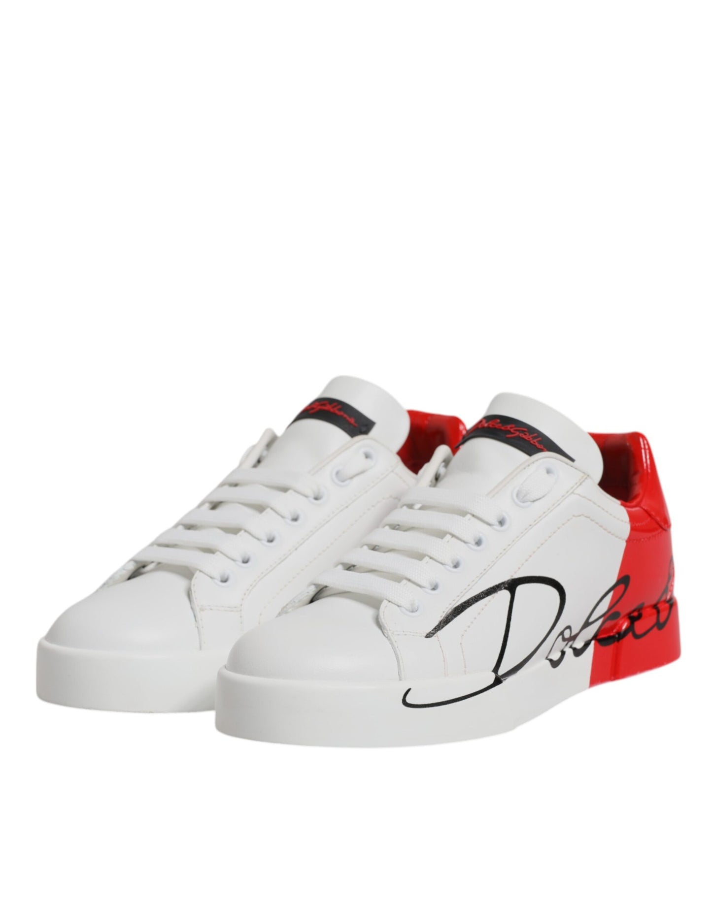 Dolce &amp; Gabbana White Red Logo Portofino Sneakers Shoes