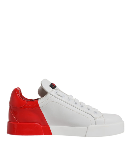 Dolce &amp; Gabbana White Red Logo Portofino Sneakers Shoes