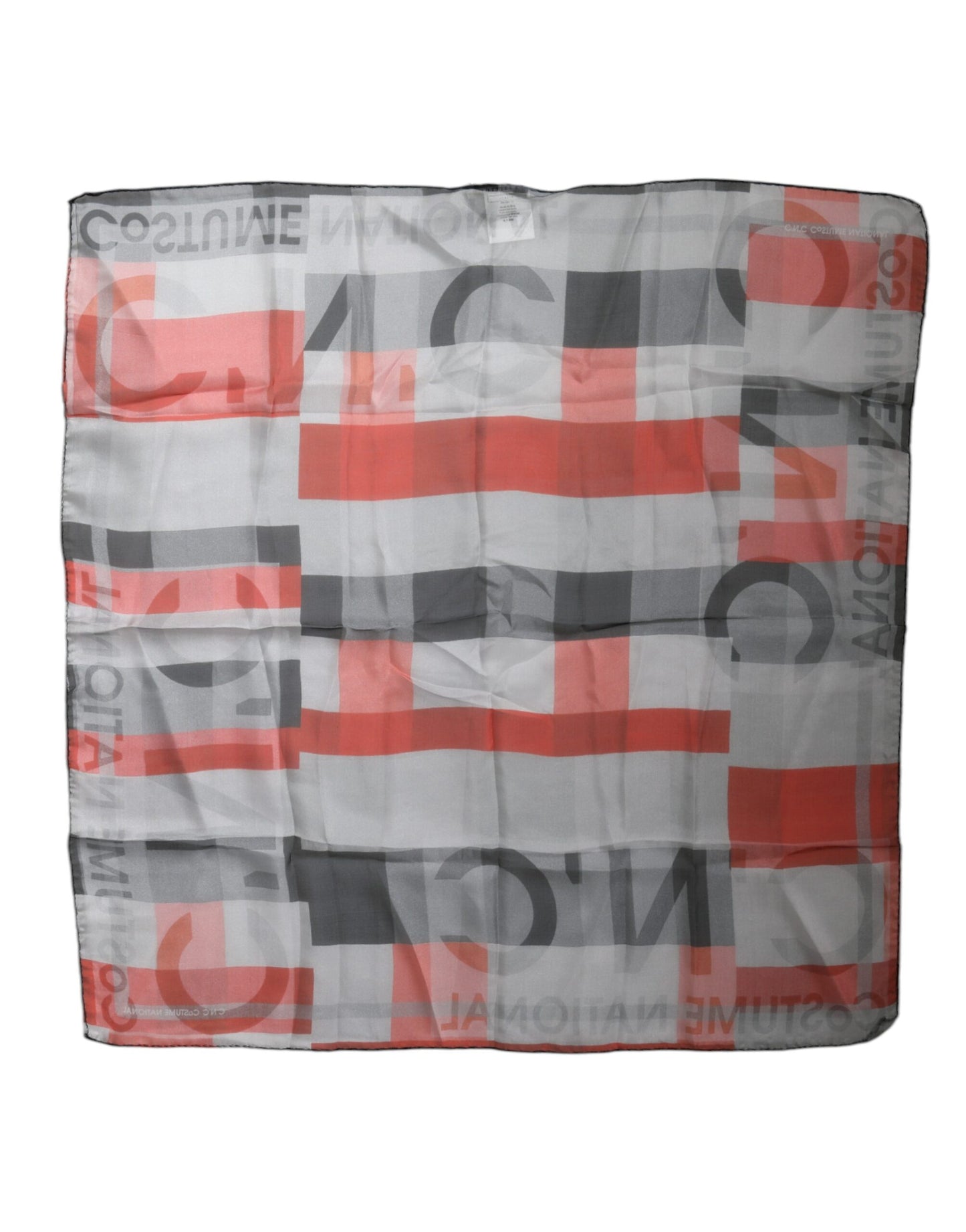 Costume National Gray Red Silk Square Neck Wrap Scarf by Costume National