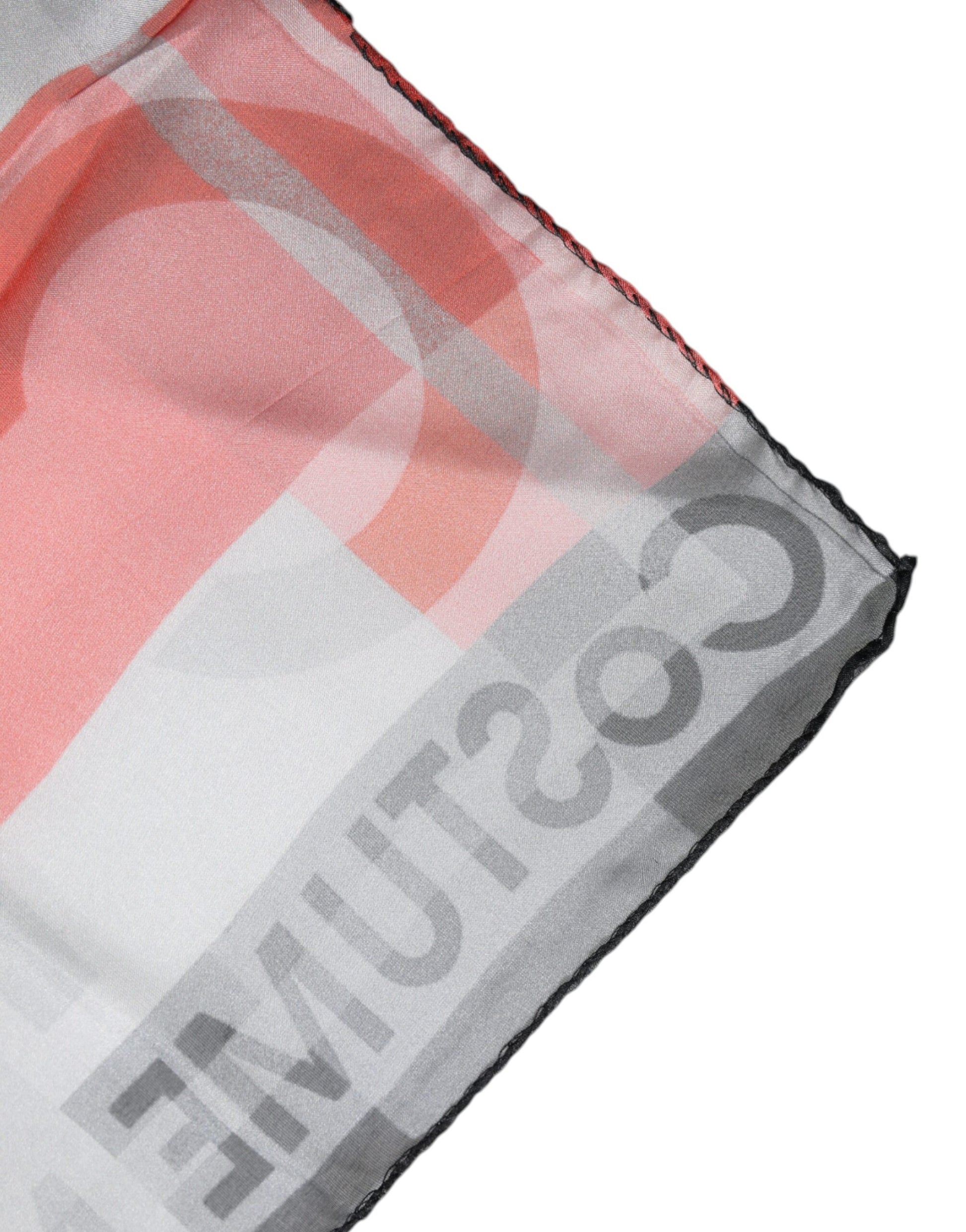 Costume National Gray Red Silk Square Neck Wrap Scarf by Costume National