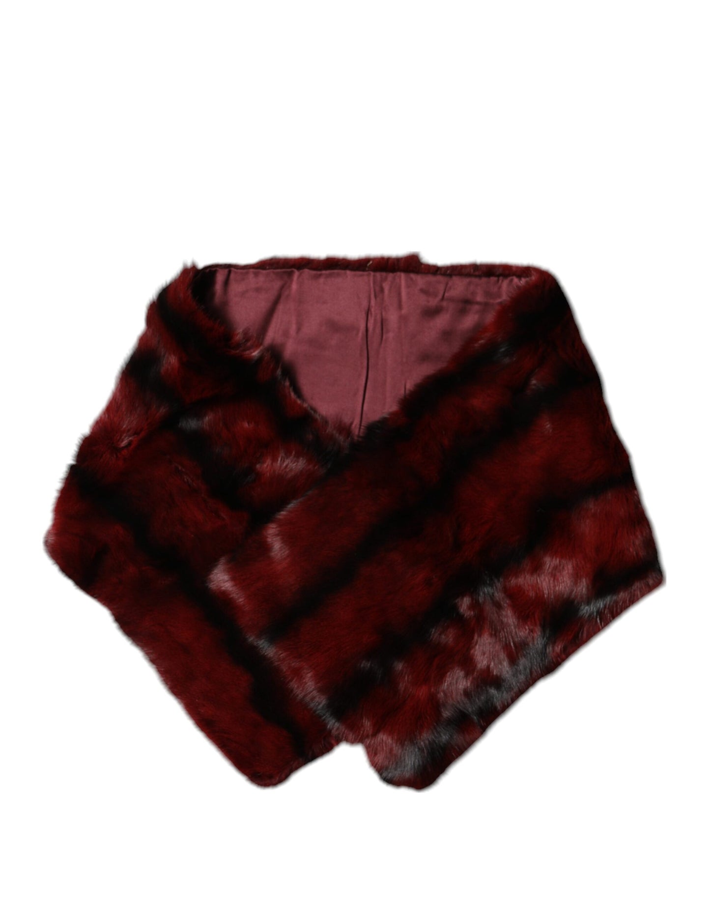 Dolce & Gabbana Black Red Stripe Fur Shawl Neck Wrap Scarf by Dolce & Gabbana