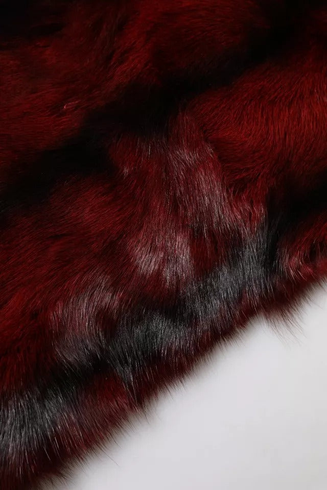 Dolce & Gabbana Black Red Stripe Fur Shawl Neck Wrap Scarf by Dolce & Gabbana