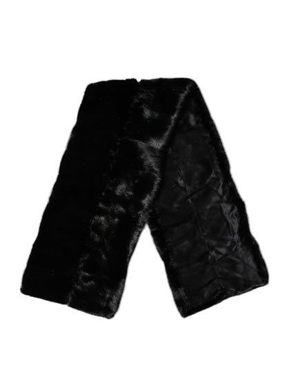 Dolce & Gabbana Black Fur Shawl Neck Wrap Cover Collar Scarf by Dolce & Gabbana