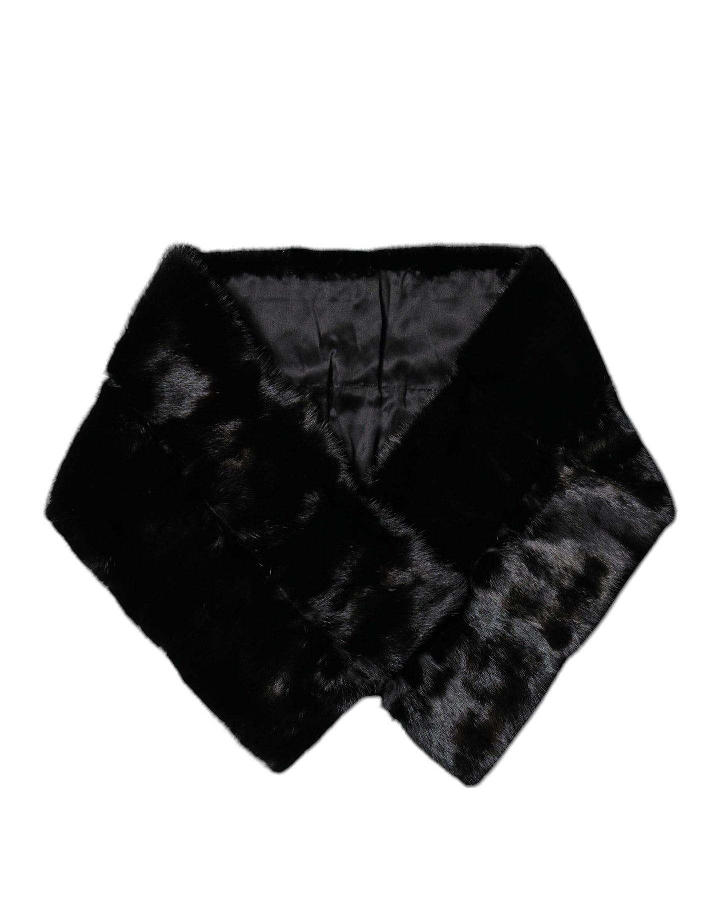 Dolce & Gabbana Black Fur Shawl Neck Wrap Cover Collar Scarf by Dolce & Gabbana