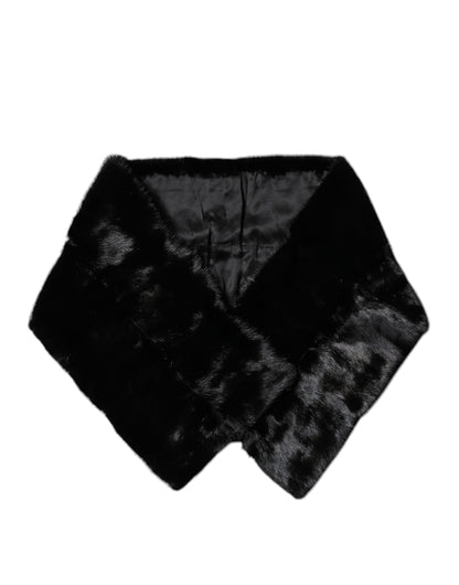 Dolce & Gabbana Black Fur Shawl Neck Wrap Cover Collar Scarf by Dolce & Gabbana
