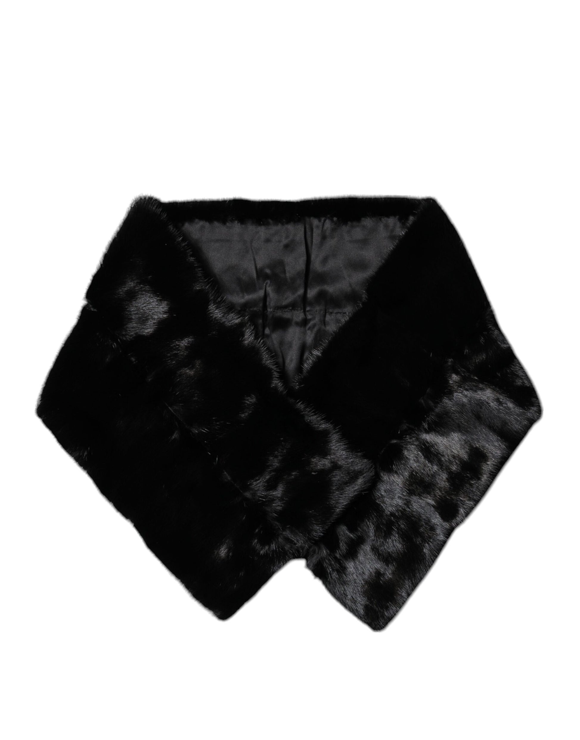 Dolce & Gabbana Black Fur Shawl Neck Wrap Cover Collar Scarf by Dolce & Gabbana