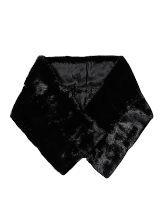 Dolce & Gabbana Black Fur Shawl Neck Wrap Cover Collar Scarf by Dolce & Gabbana