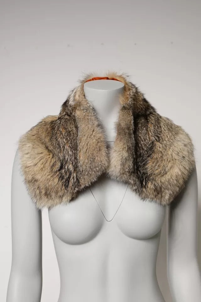 Dolce & Gabbana Brown Fur Shoulder Collar Neck Wrap Scarf by Dolce & Gabbana