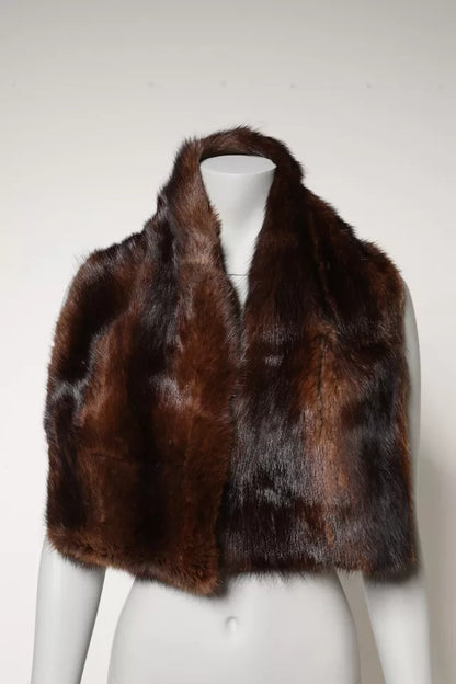 Dolce & Gabbana Black Brown Stripe Fur Shawl Wrap Scarf by Dolce & Gabbana