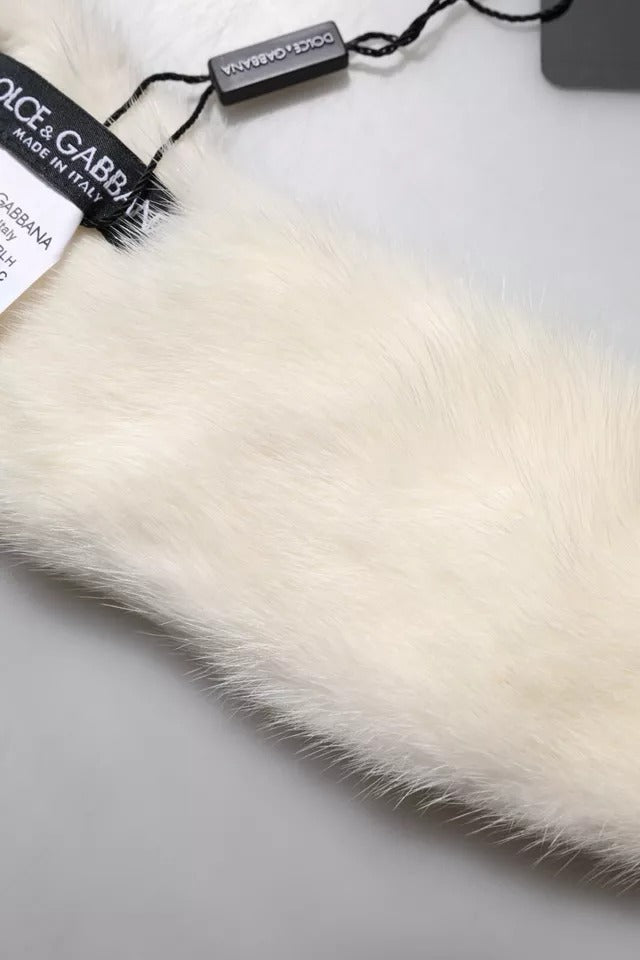 Dolce & Gabbana White Mink Fur Collar Women Neck Wrap Scarf by Dolce & Gabbana