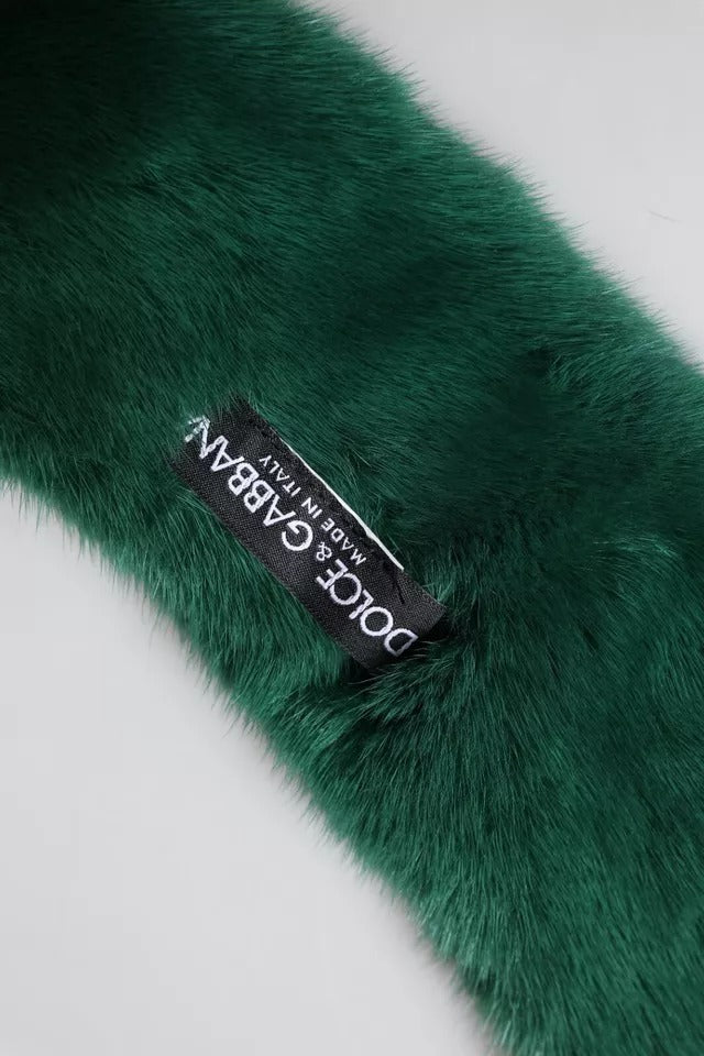 Dolce & Gabbana Green Mink Fur Collar Women Neck Wrap Scarf by Dolce & Gabbana