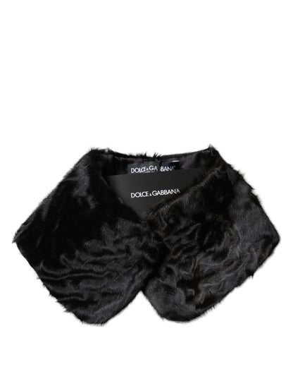 Dolce & Gabbana Black Lamb Fur Collar Women Neck Wrap Scarf by Dolce & Gabbana
