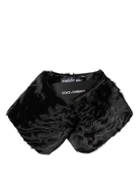 Dolce & Gabbana Black Lamb Fur Collar Women Neck Wrap Scarf by Dolce & Gabbana