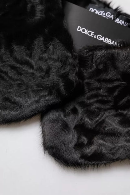 Dolce & Gabbana Black Lamb Fur Collar Women Neck Wrap Scarf by Dolce & Gabbana